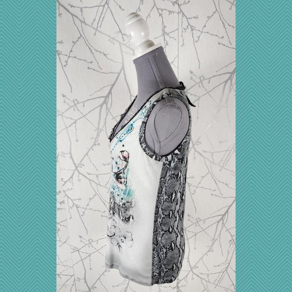 Marc Cain Abstract Floral Snakeskin Printed Tank - Picture 3 of 5